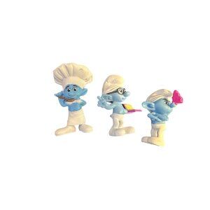 Set of 3 McDonald's Smurfs figurine toys Peyo 2011 Brainy, Chef, Grouchy